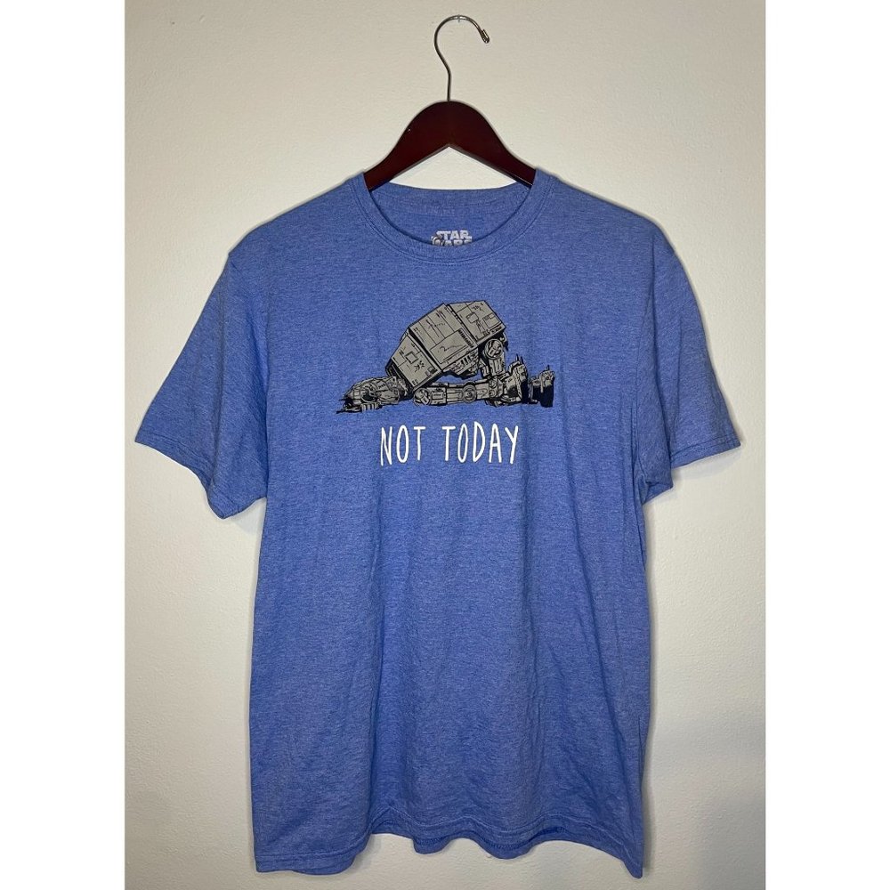 Star Wars Size L Mad Engine Not Today Lazy AT Heathered Blue T-shirt